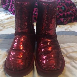 Burgundy sequin ugh boots